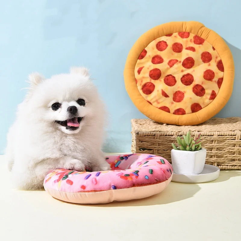 Plush Pizza Dog Toy Squeaky