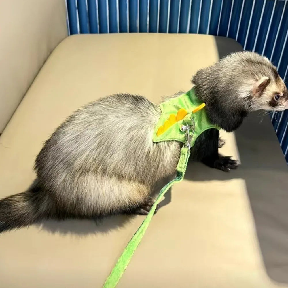 Soft Cartoon Ferret Vest Harness with Bell