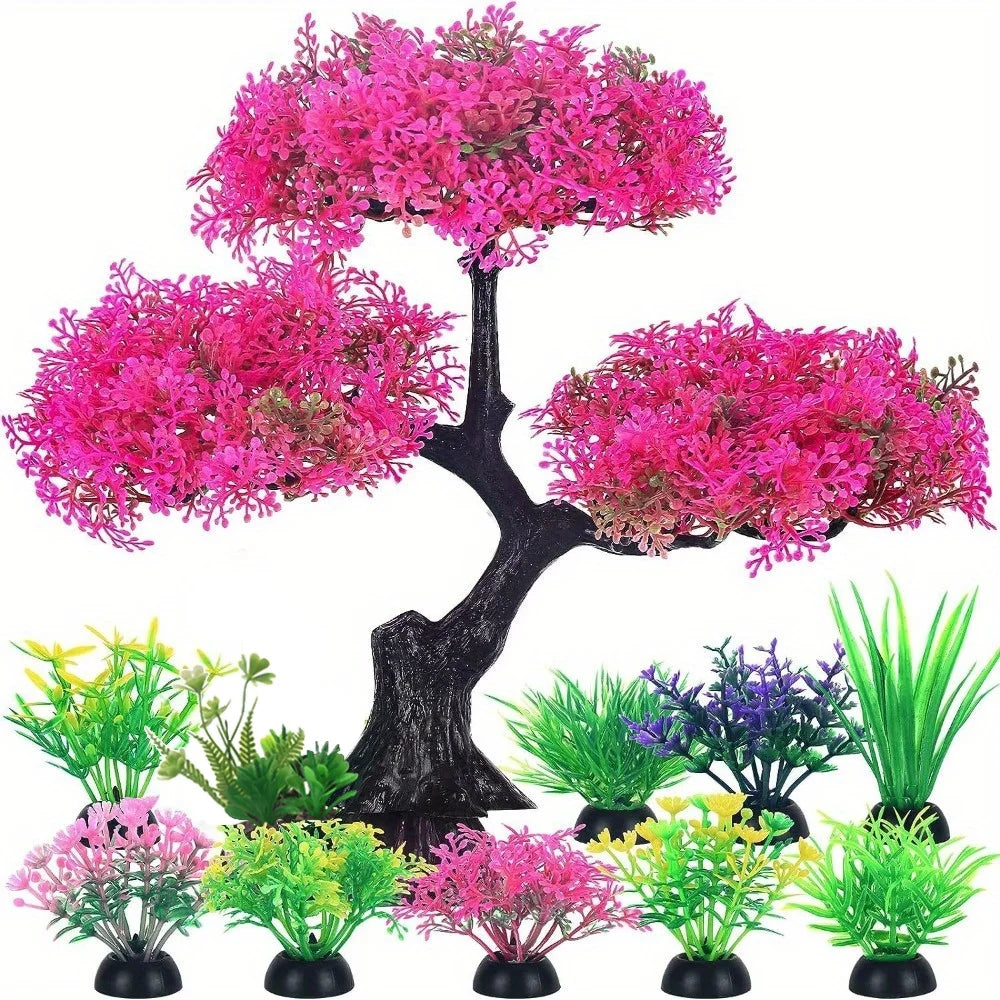 10pcs Aquarium Plastic Plants Decor