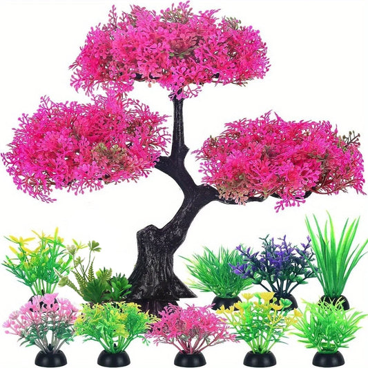 10pcs Aquarium Plastic Plants Decor