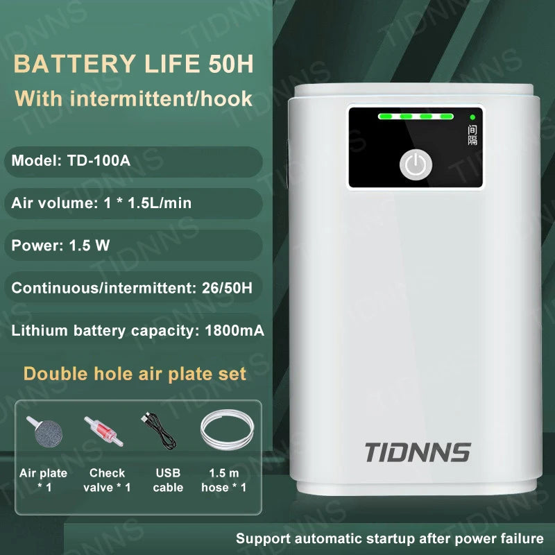 6000mAh USB Rechargeable Aquarium Air Pump