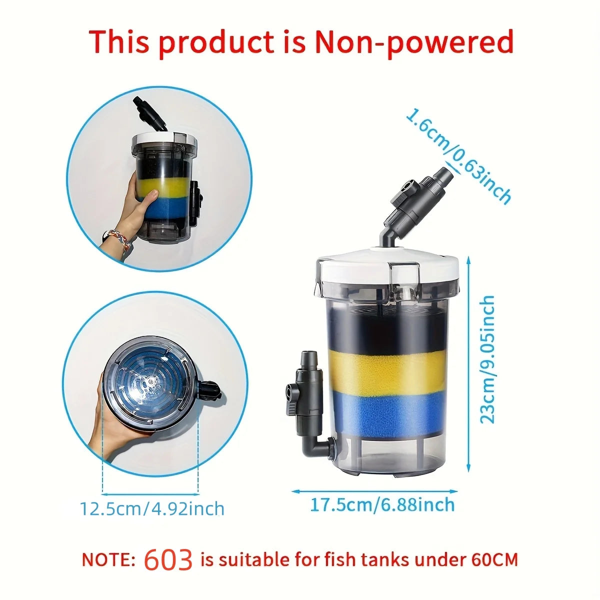 SUNSUN EW-602/603/604 Silent No Pump Aquarium Filter Bucket for 55 Gal