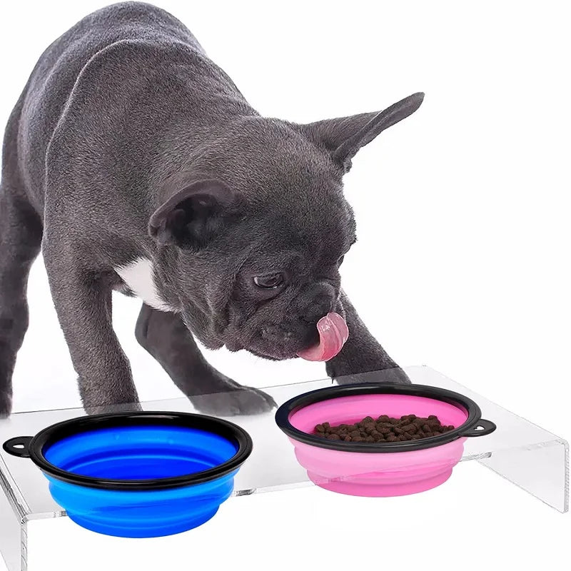 Folding Silicone Dog Feeder Bowl 2-in-1
