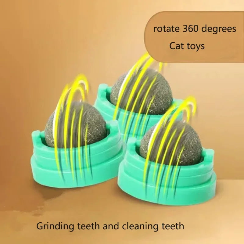 Cat Toy Wall Stick-on Ball with Catnip