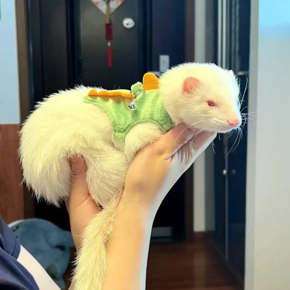 Soft Cartoon Ferret Vest Harness with Bell