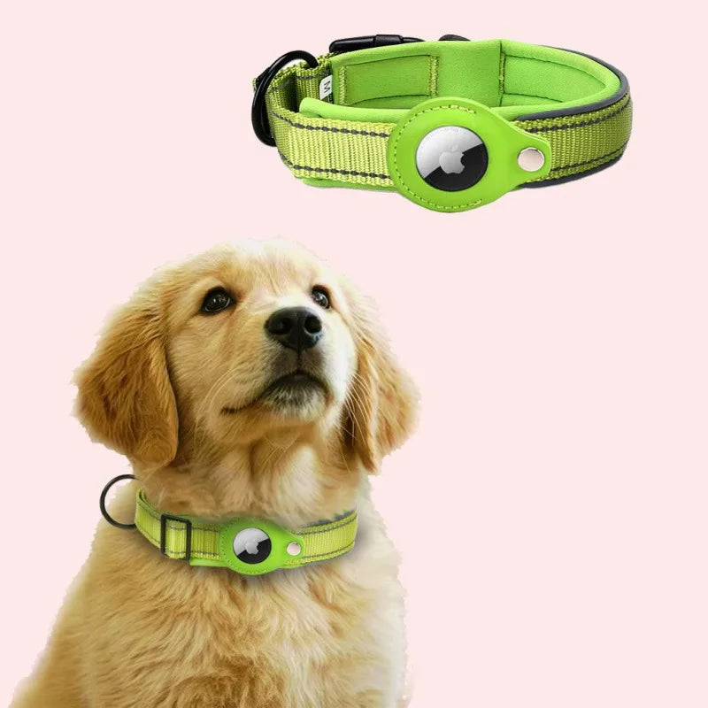 Reflective AirTag Dog Collar - Padded, Adjustable