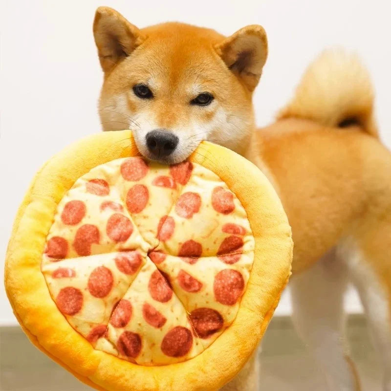 Plush Pizza Dog Toy Squeaky