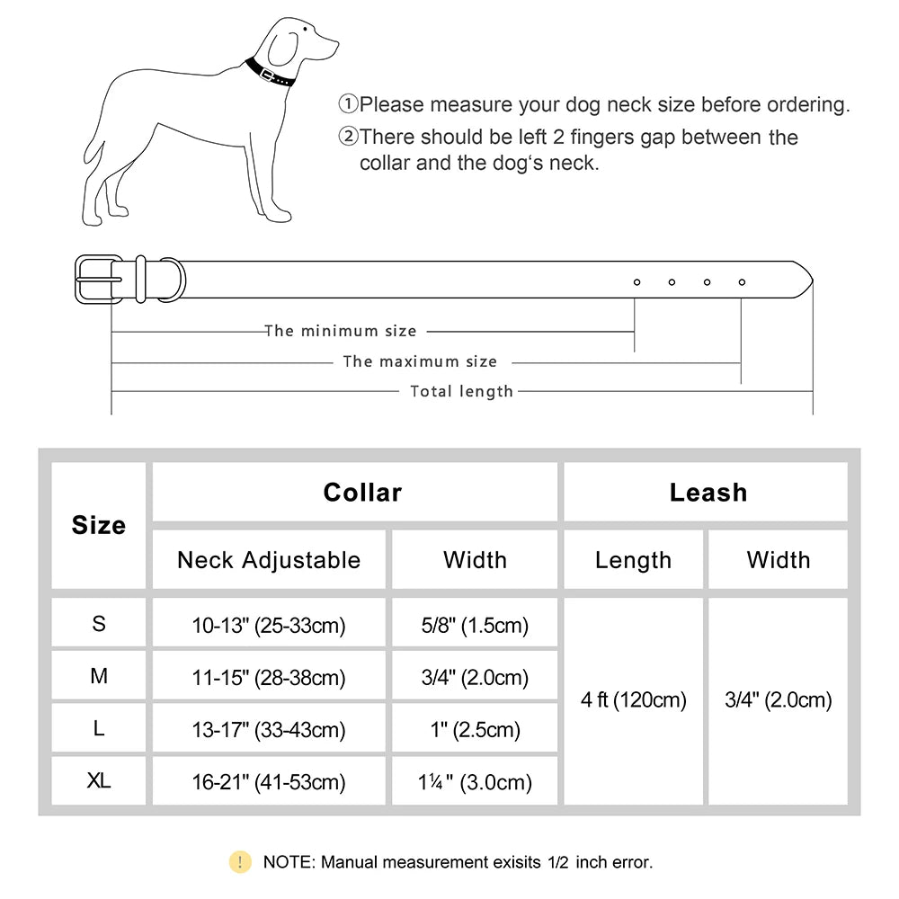 Soft Padded PU Leather Dog Collar Leash Set