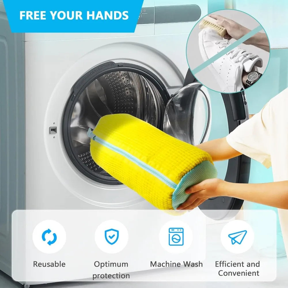 Durable Shoe Washing Bag - Yellow/Blue