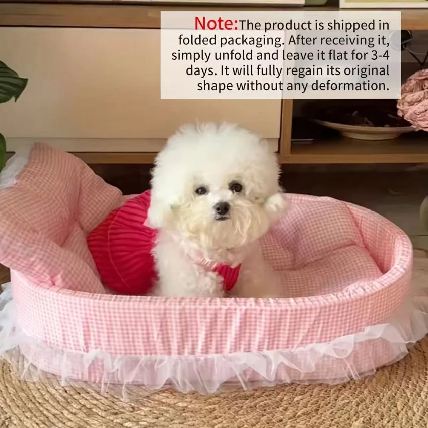 Cute Lace-Trimmed Pet Princess Bed