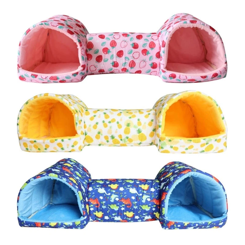 Hamster Tunnel Bed - Soft Fleece Cave for Small Pets