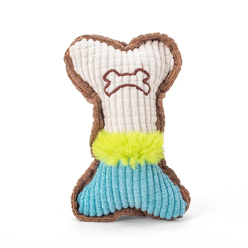 Plush Dog Squeaky Bone Toy