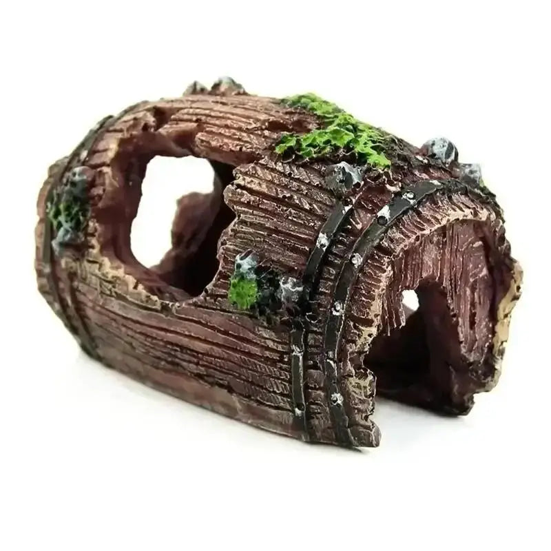 Resin Broken Barrel Aquarium Ornament