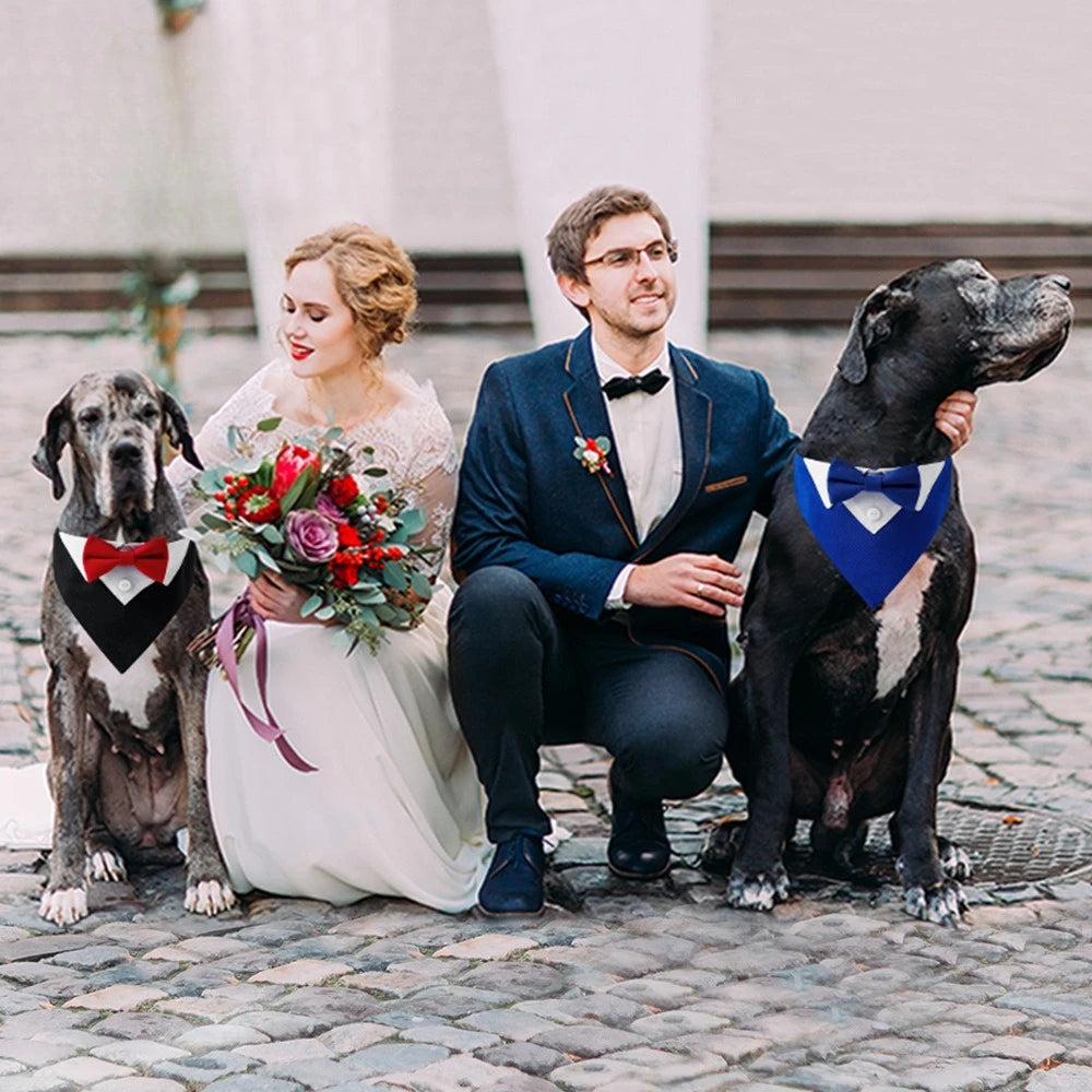 Adjustable Pet Bandana with Bow Tie