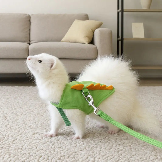Soft Cartoon Ferret Vest Harness with Bell
