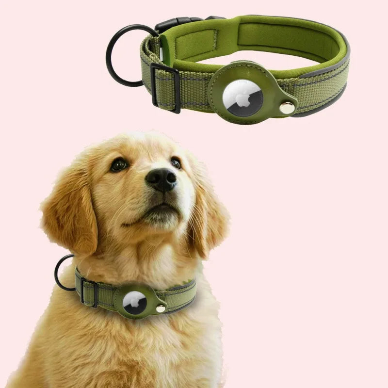 Reflective AirTag Dog Collar - Padded, Adjustable