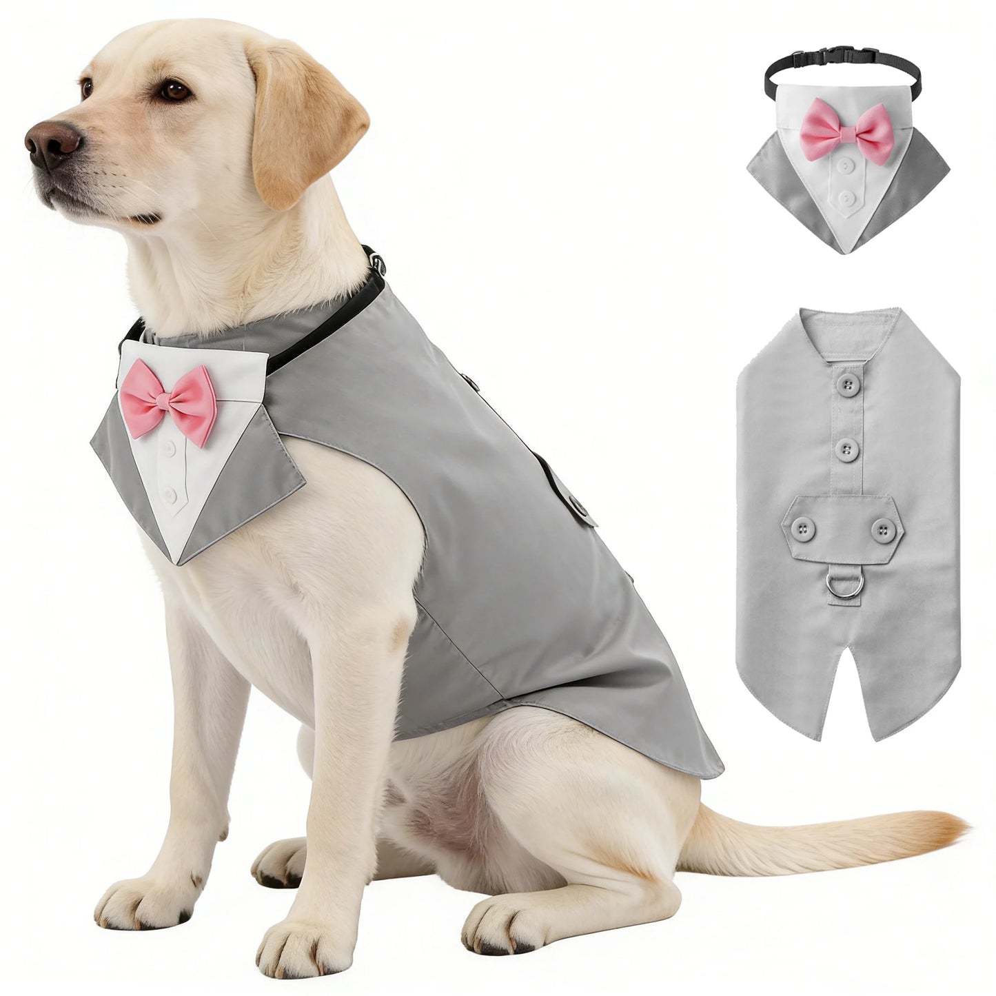 Sucado Formal Dog Tuxedo Suit & Bowtie Set, Wedding Party Costume