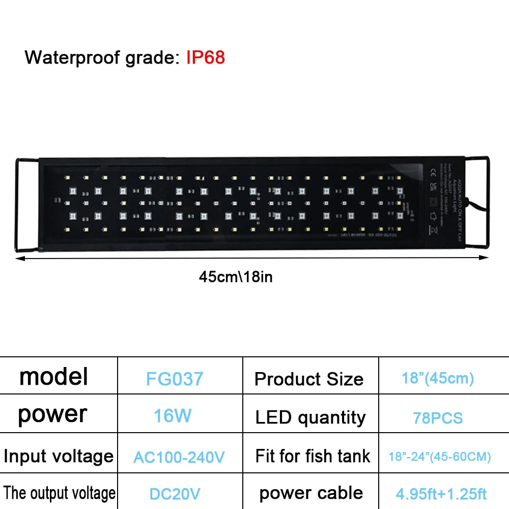 30-60cm Aquarium LED Light Full Spectrum