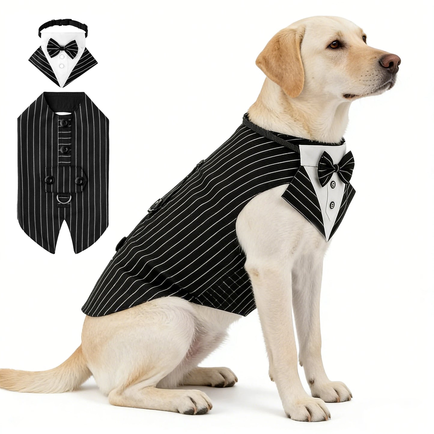 Sucado Formal Dog Tuxedo Suit & Bowtie Set, Wedding Party Costume