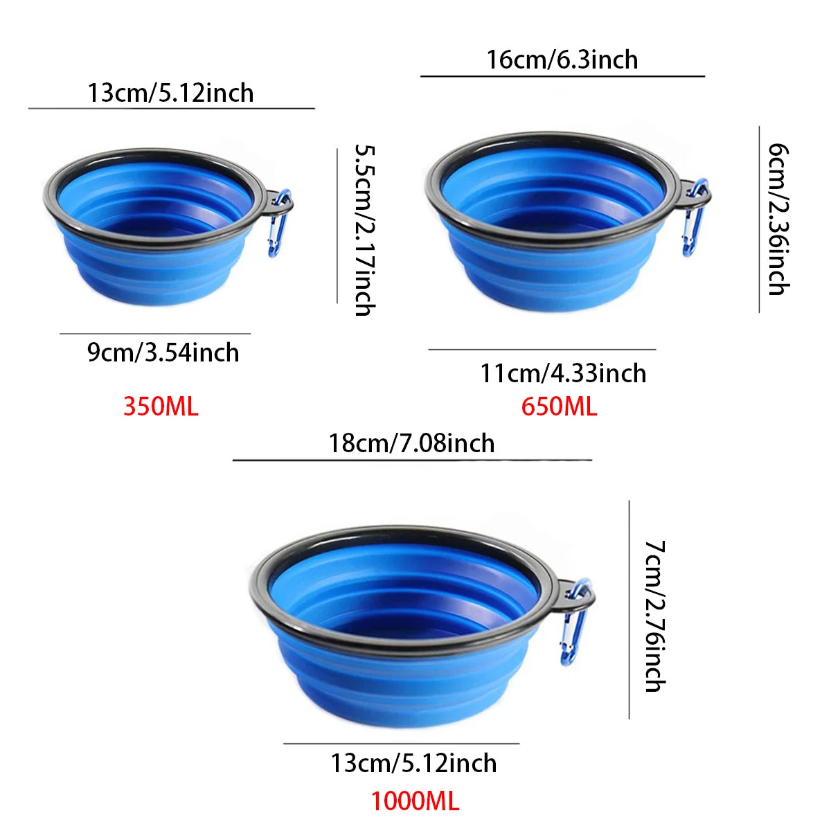 Collapsible Silicone Dog Bowl with Carabiner