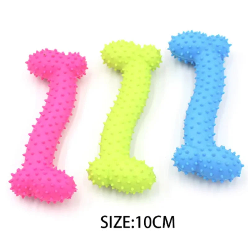 Pet Chew Toy - Soft Rubber Bone for Small Dogs
