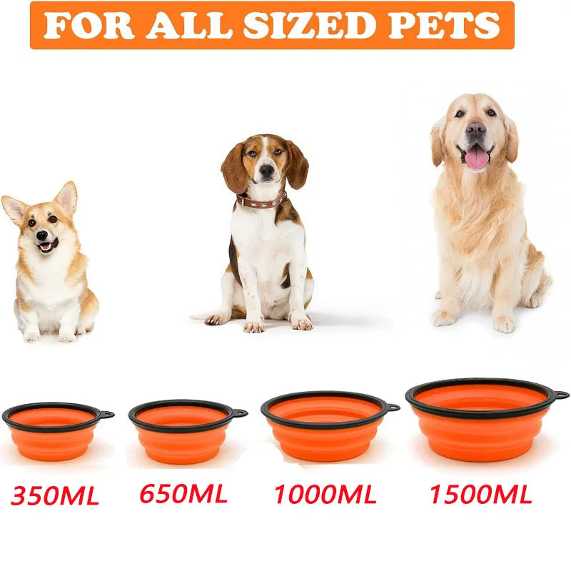 Folding Silicone Dog Feeder Bowl 2-in-1