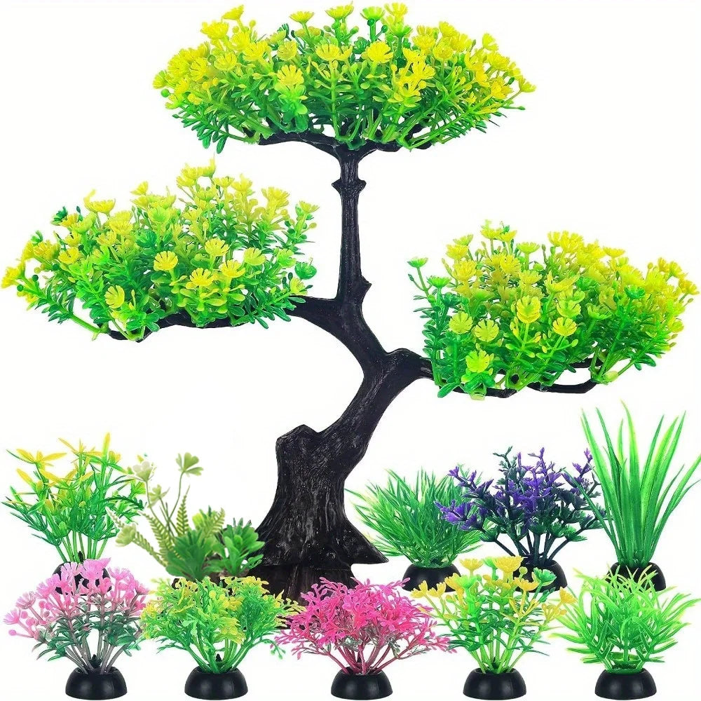 10pcs Aquarium Plastic Plants Decor