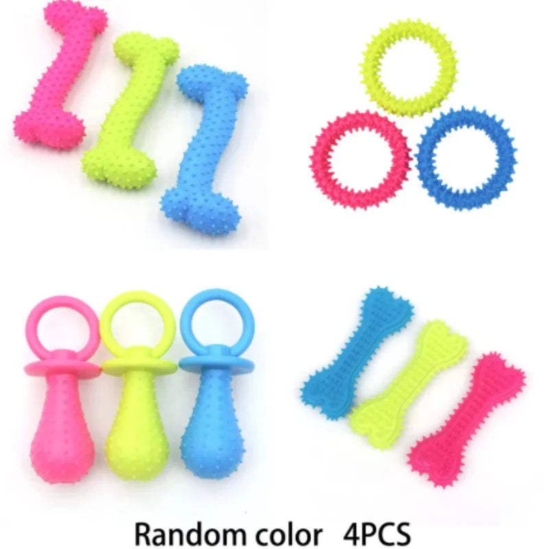 Pet Chew Toy - Soft Rubber Bone for Small Dogs