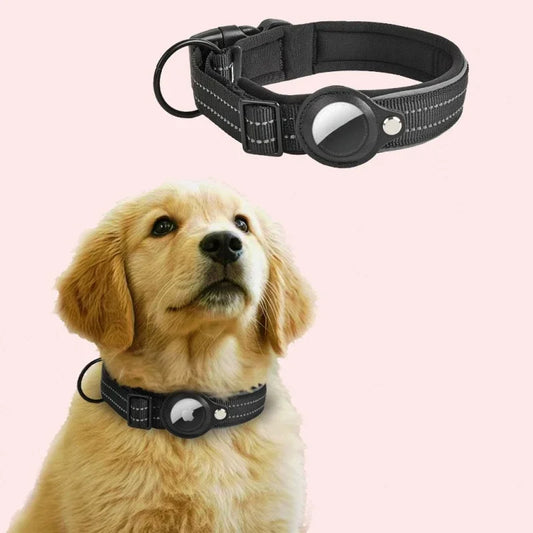 Reflective AirTag Dog Collar - Padded, Adjustable