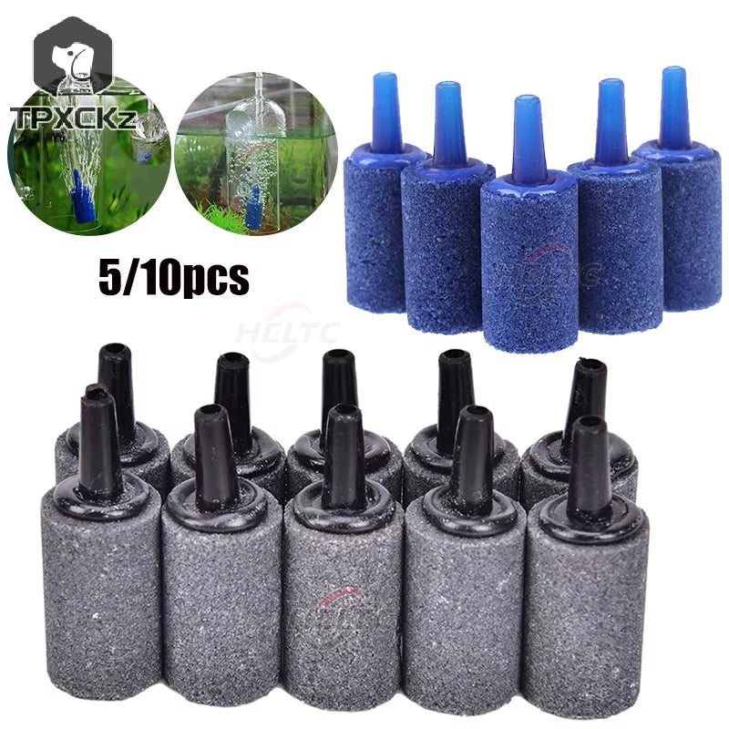 HELTC 5/10Pcs Aquarium Cylinder Air Stone Bubbles