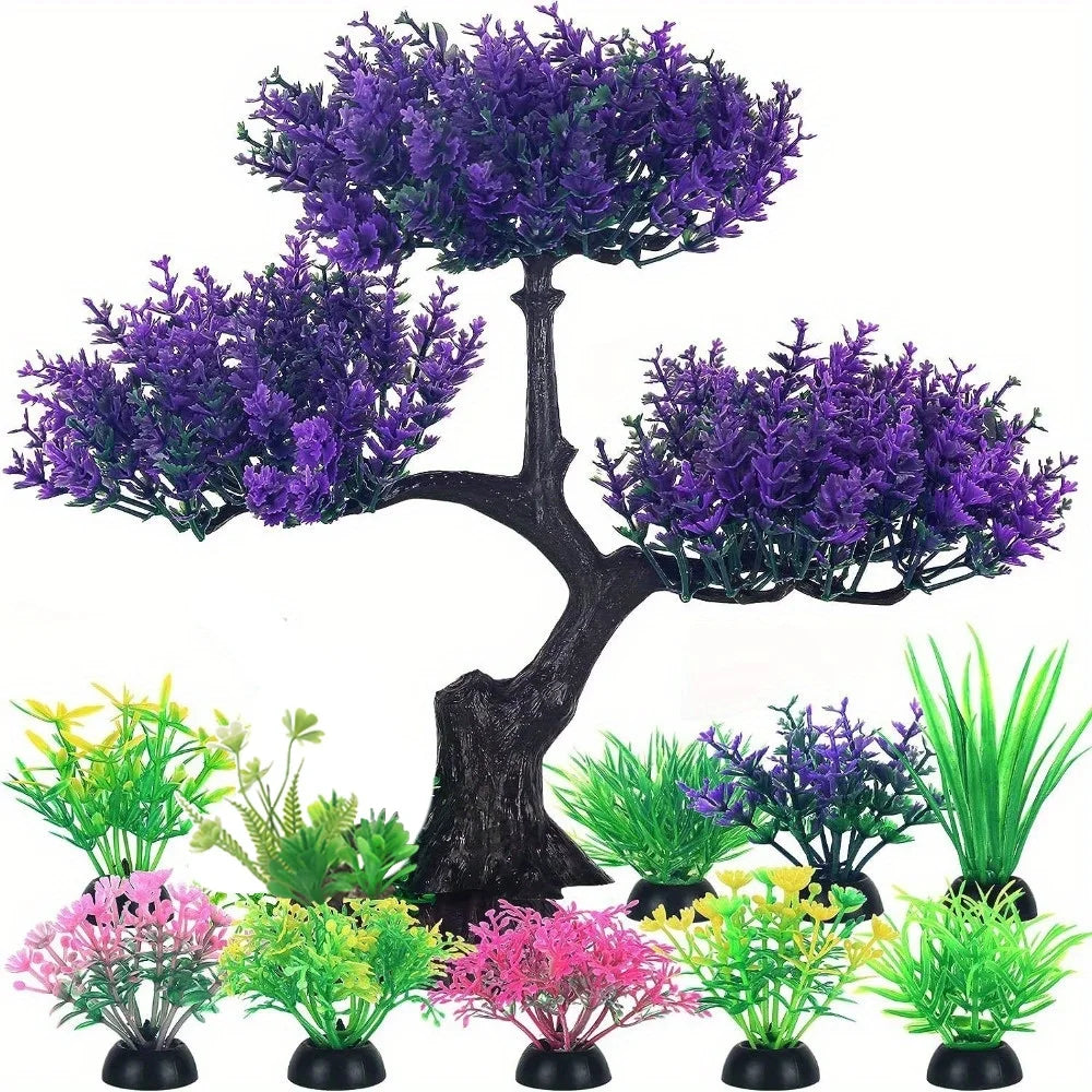 10pcs Aquarium Plastic Plants Decor