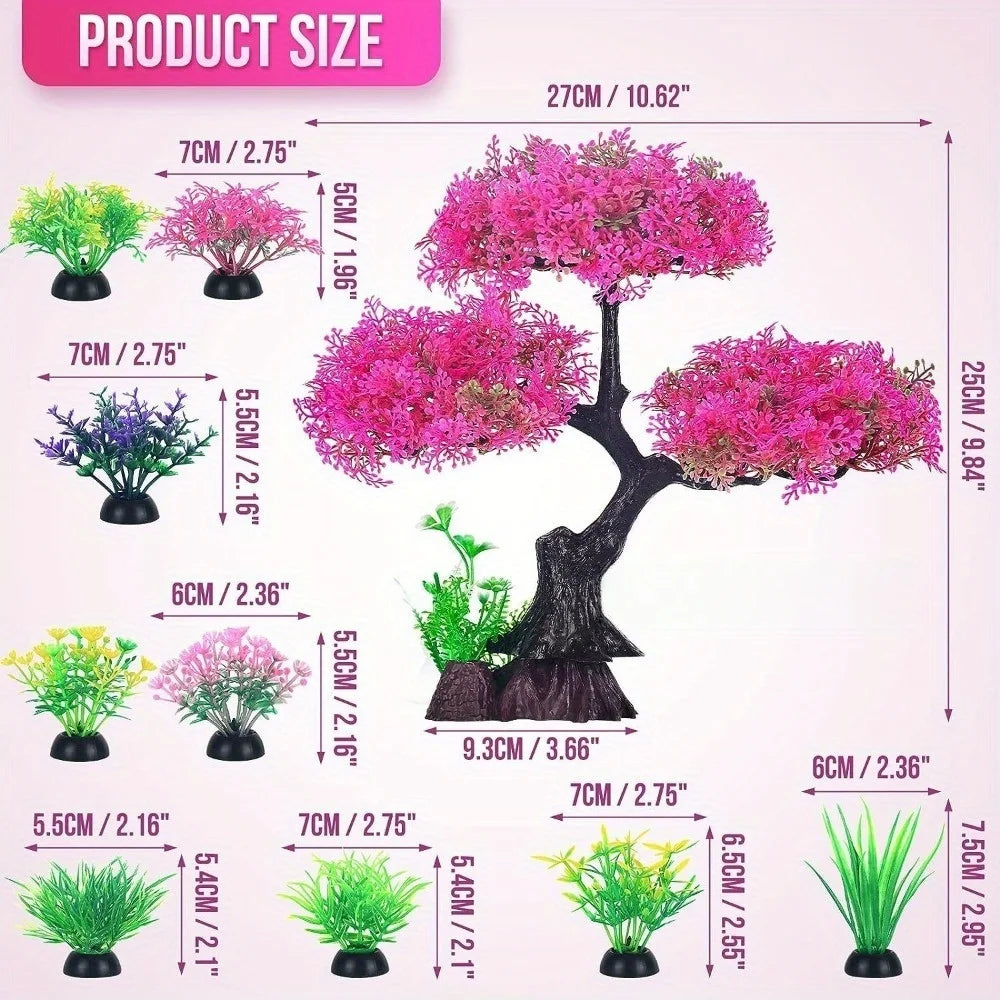 10pcs Aquarium Plastic Plants Decor