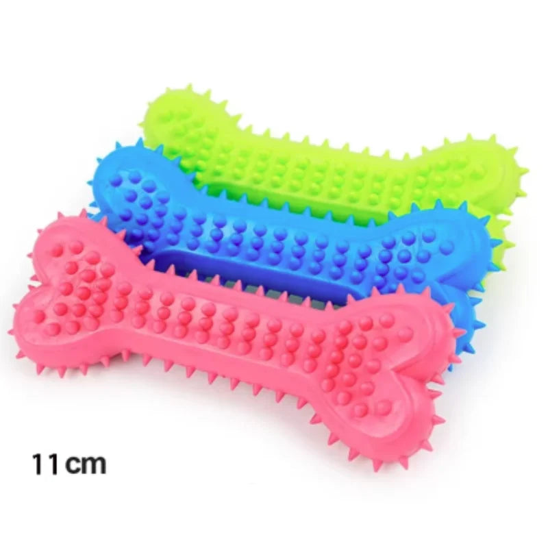 Pet Chew Toy - Soft Rubber Bone for Small Dogs