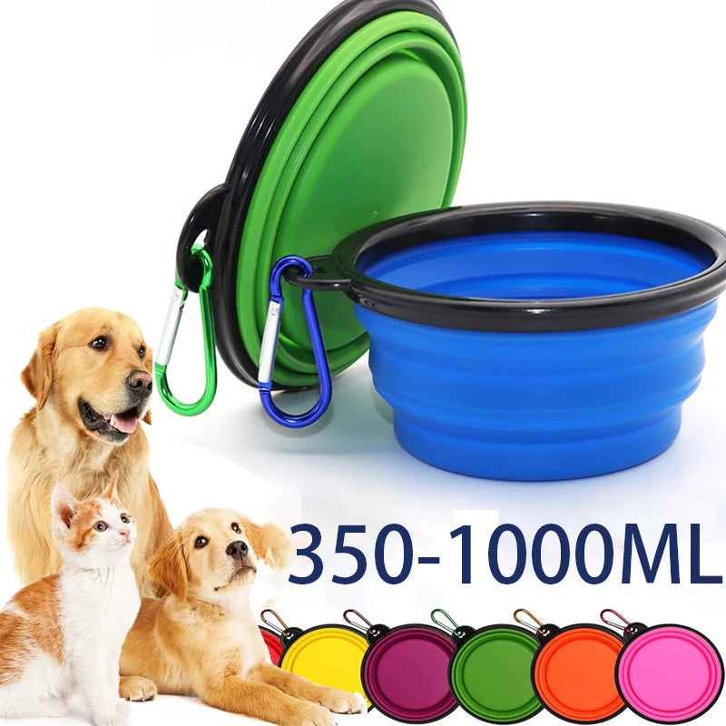 Folding Silicone Dog Feeder Bowl 2-in-1