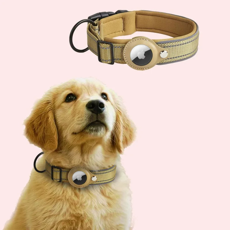 Reflective AirTag Dog Collar - Padded, Adjustable