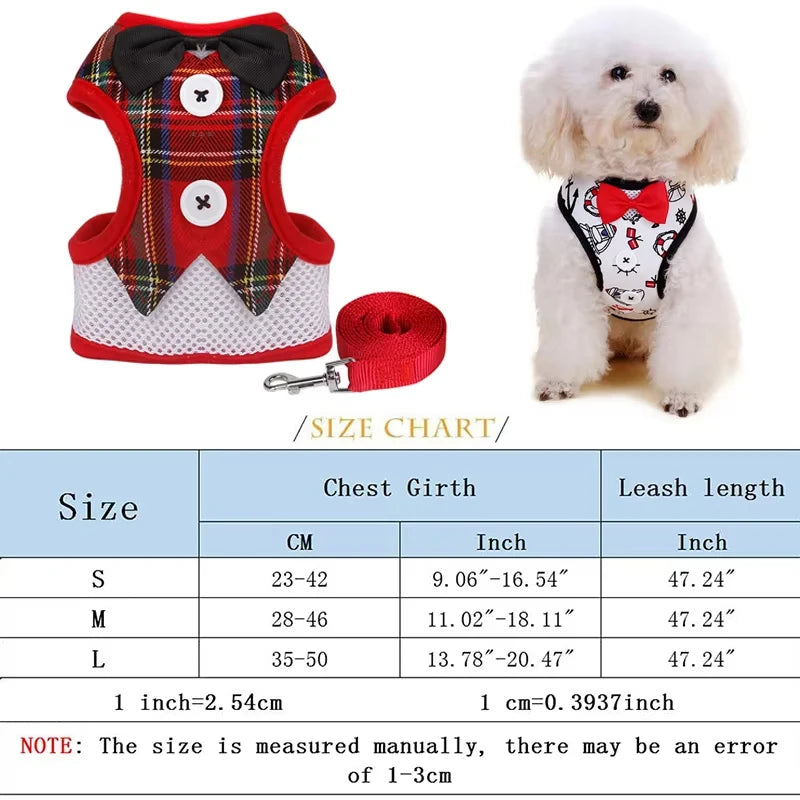 Elegant Bowtie Dog Harness Vest Set