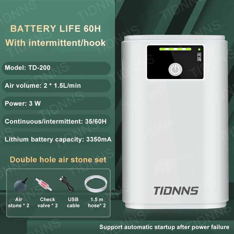 6000mAh USB Rechargeable Aquarium Air Pump