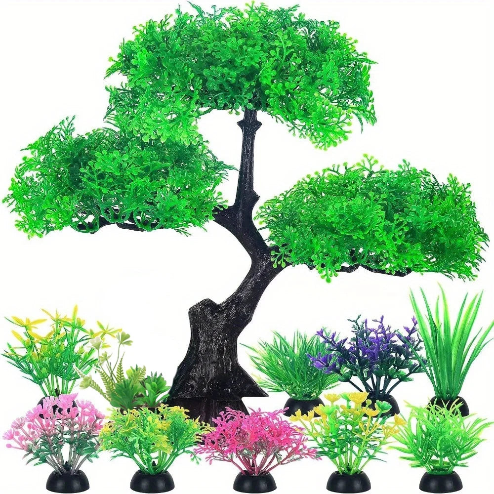 10pcs Aquarium Plastic Plants Decor