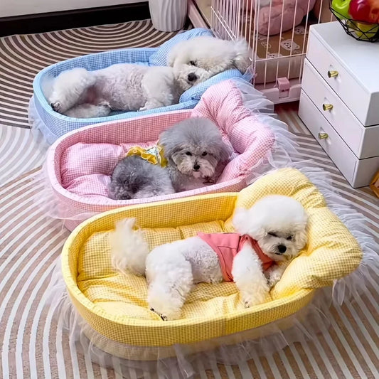 Cute Lace-Trimmed Pet Princess Bed