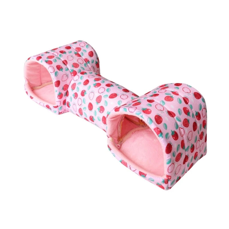 Hamster Tunnel Bed - Soft Fleece Cave for Small Pets