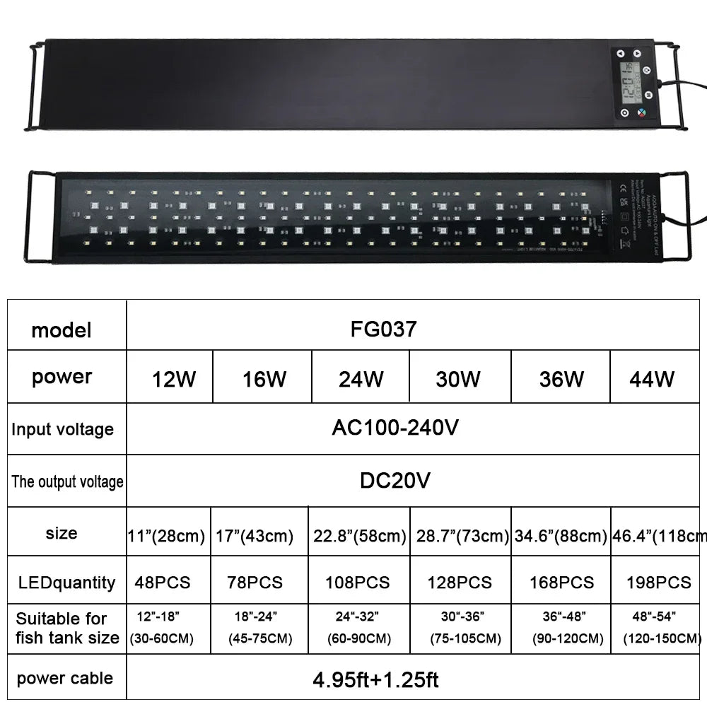 30-60cm Aquarium LED Light Full Spectrum