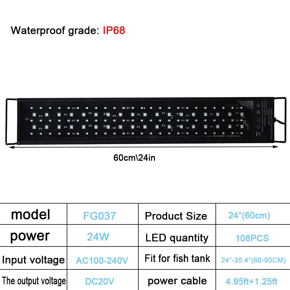 30-60cm Aquarium LED Light Full Spectrum