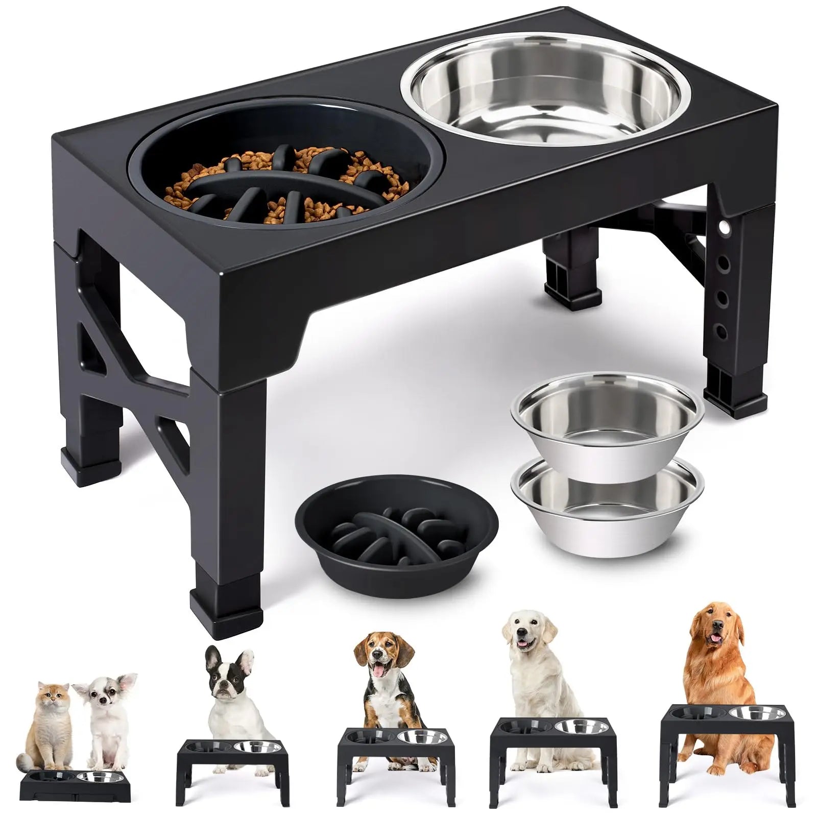 Elevated Dog Feeder with Adjustable Stand