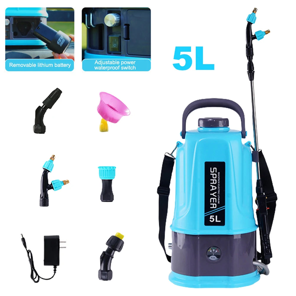 5L Electric Backpack Sprayer with 5 Nozzles