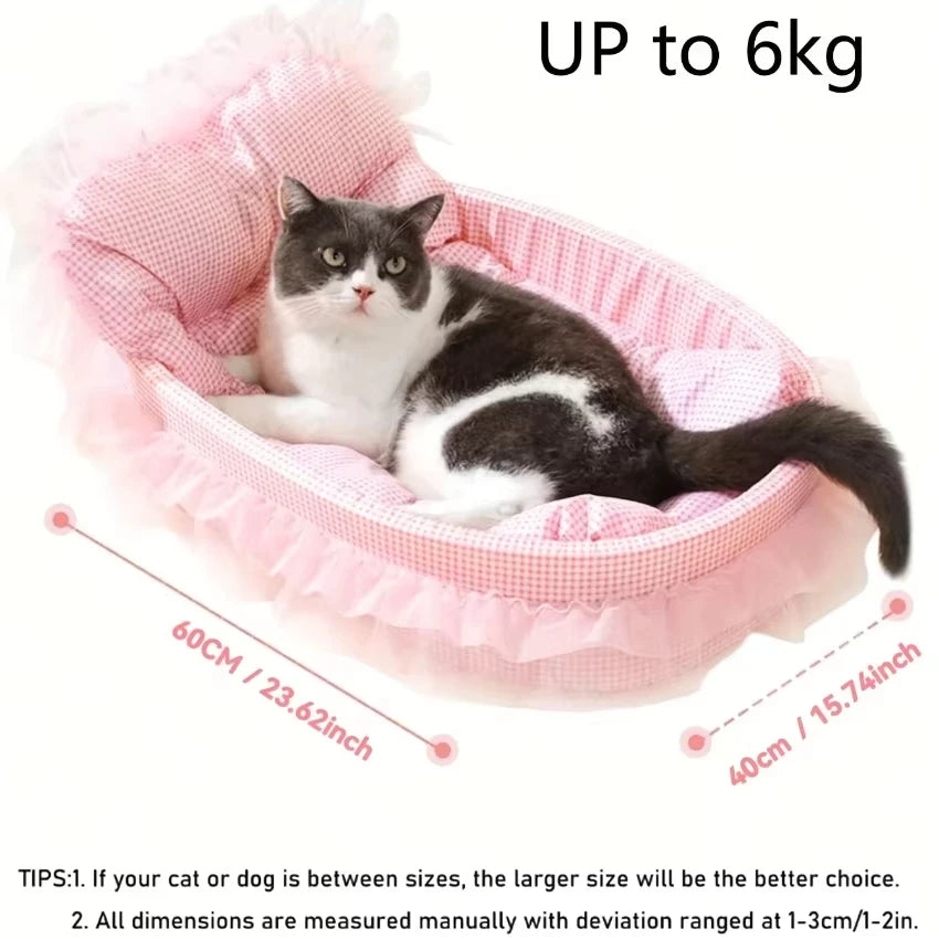 Cute Lace-Trimmed Pet Princess Bed
