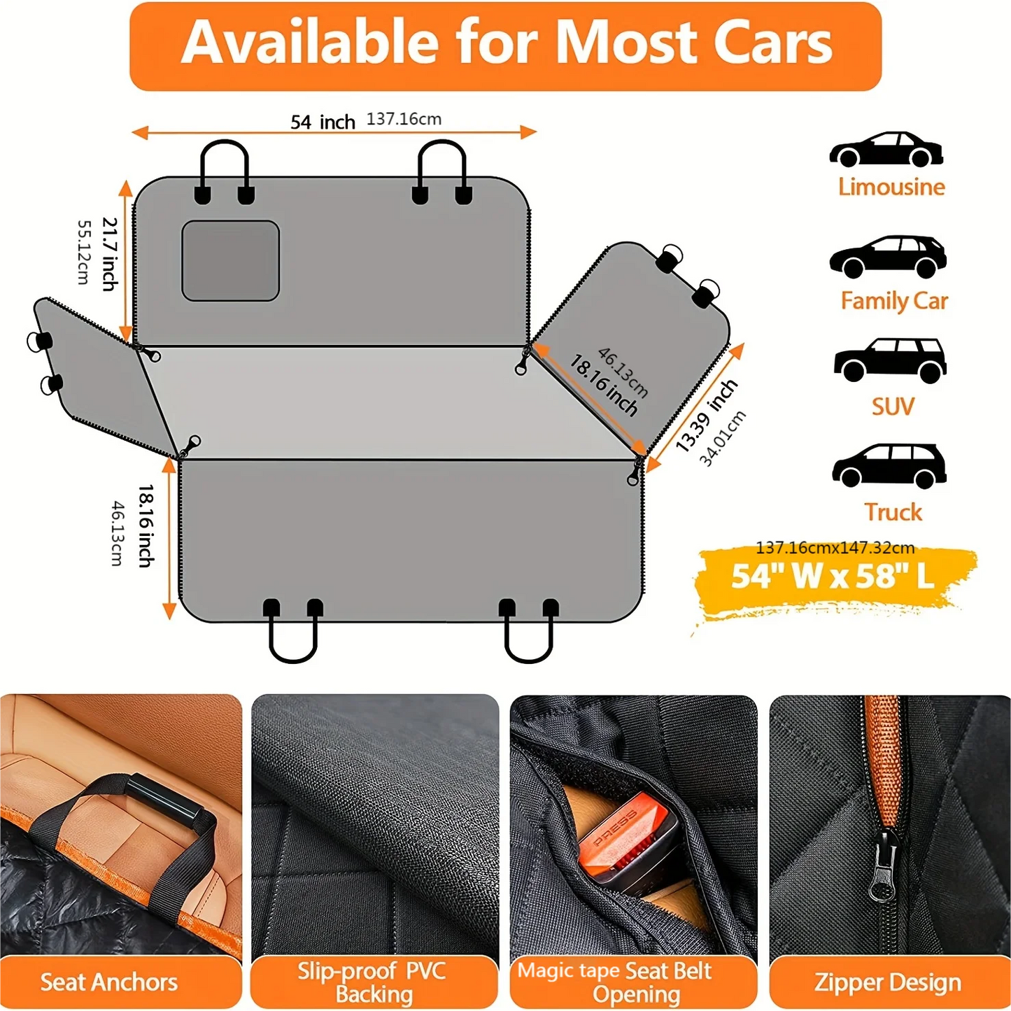 Dog Car Seat Cover Hammock 600D
