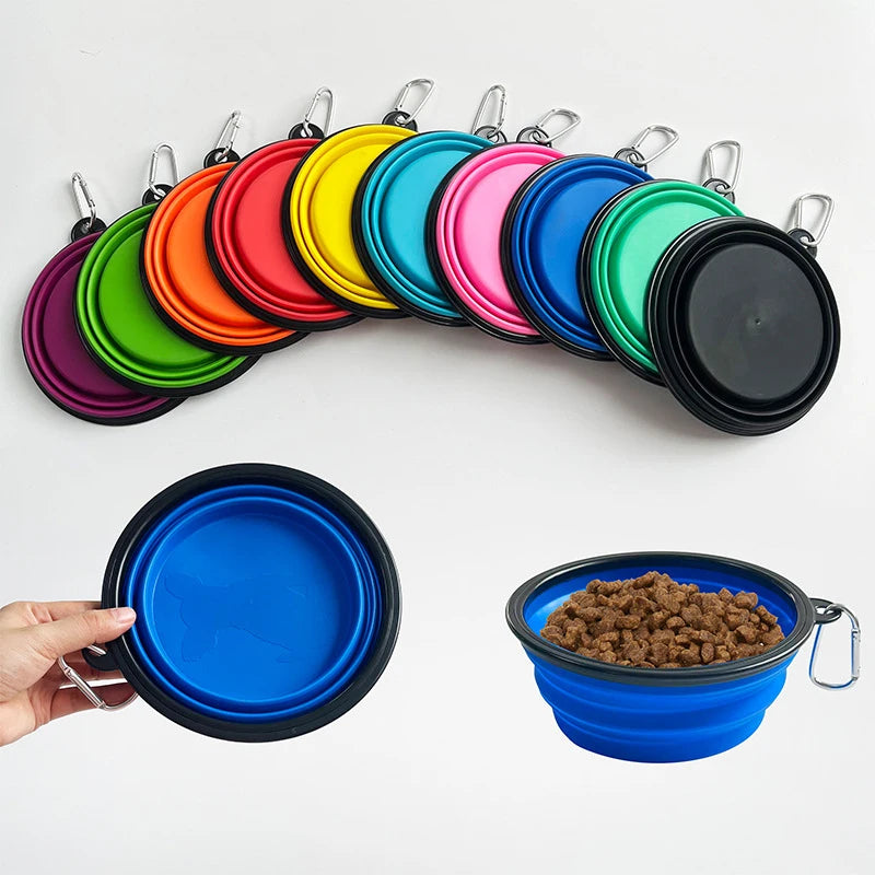 Collapsible Silicone Dog Bowl with Carabiner