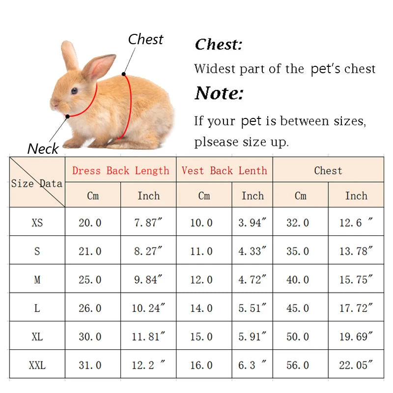 Rabbit Dress & Leash Set - Mesh Plaid Harness for Small Pets