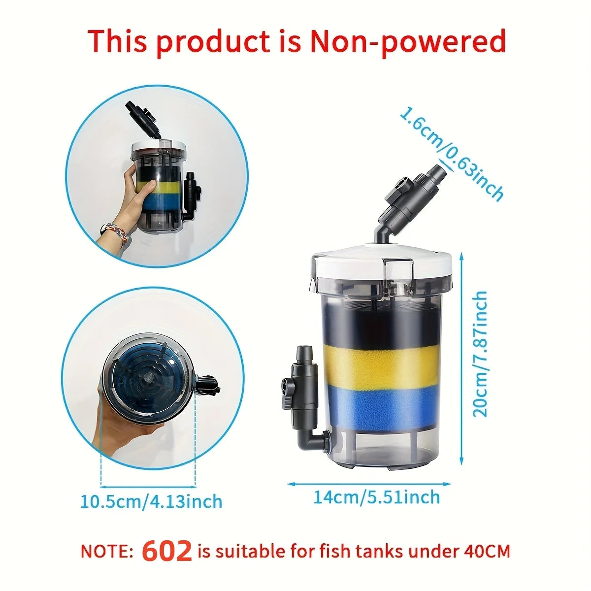 SUNSUN EW-602/603/604 Silent No Pump Aquarium Filter Bucket for 55 Gal