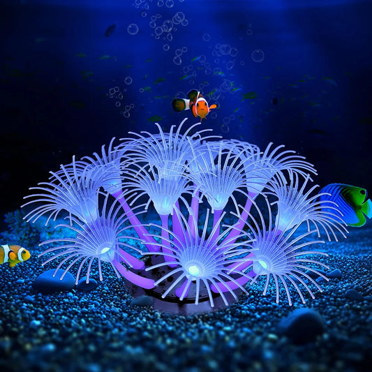 Fluorescence Artificial Coral Sunflower Plant for Aquarium